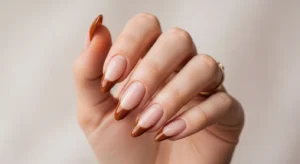Neutral French Tips with Fall Colors