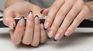Reverse French Dark Nails