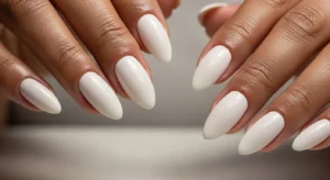 Ivory almond nails clean elegant look on dark skin