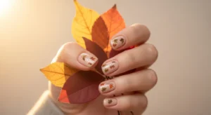 Simple Leaf Accent Nails