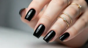 Glossy Jet Black Nails