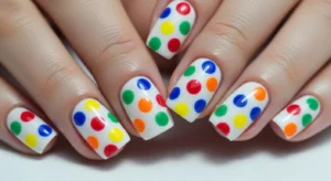 Rainbow Polka Dot Nails