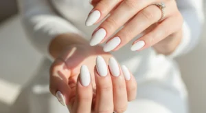Glossy White Nails