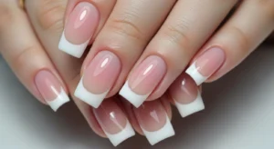 Glossy French Tip Square Nails
