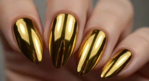 Gold Chrome Leo Nails