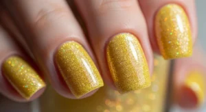 Yellow Glitter Nails