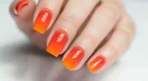 Fiery Orange Ombre Nails