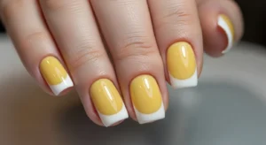 yellow white french tips
