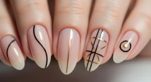 Minimal line nail art simple modern nail design