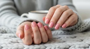 pink winter nails