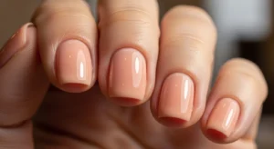 peach autumn short nails