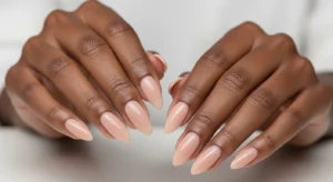 Almond neutral nails winter elegant manicure