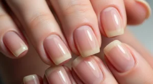 natural nails with clean shape and glossy finish for simple everyday manicure