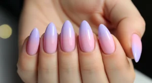 purple and pink nails combination creating soft and stylish manicure