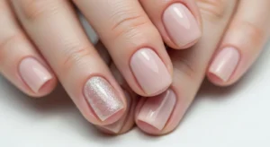 glitter accent short nails