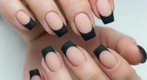 matte black french nails