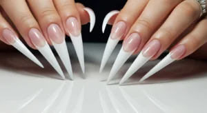 stiletto french acrylic nails for bold and edgy manicure style
