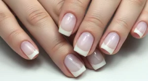 milky white short nails