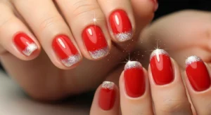 red glitter tip nails