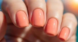 peach short nails summer manicure idea simple and cute