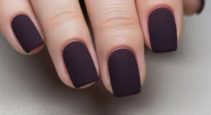 dark purple matte nails for bold yet soft modern manicure look