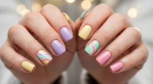 pastel yellow mix nails