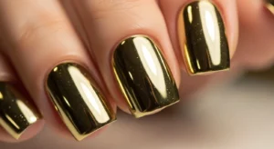 gold chrome nails