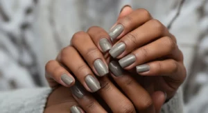 Gray winter nails modern manicure idea