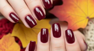burgundy fall nails short
