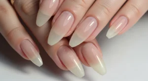 tapered square nail shape with slim sides and flat tips for modern manicure