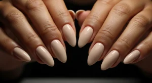 Beige winter nails simple manicure idea