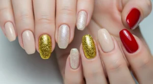 gold glitter nails