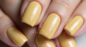 yellow shimmer nails
