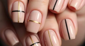 Minimal line nail art winter nail idea