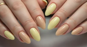 yellow beige nails