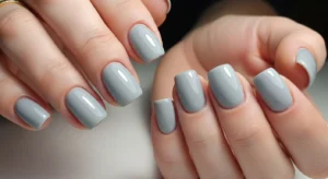 light grey short nails simple modern manicure idea