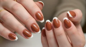 brown french tip nails