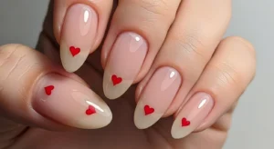 short nails tiny hearts
