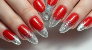 red glitter tip nails