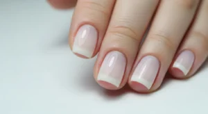 milky white short nails soft natural manicure idea