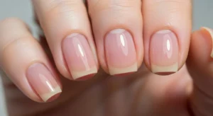 Short nails with transparent jelly pink effect