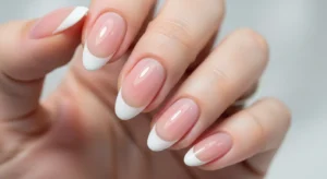 short french tip acrylic nails for practical and clean everyday manicure style