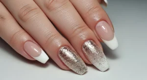 french tip nails with glitter fade for subtle and elegant sparkle