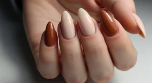 nude brown combo nails