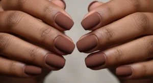 Matte brown nails winter soft nail design