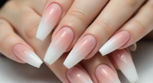 french fade acrylic nails with soft gradient blend for natural manicure