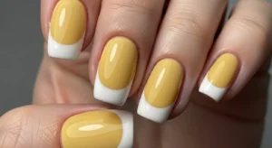 yellow white tip nails