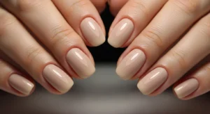Beige nails clean neutral homecoming nail look