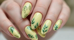 yellow leaf nail art