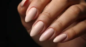 Almond nude nails elegant shape nail idea